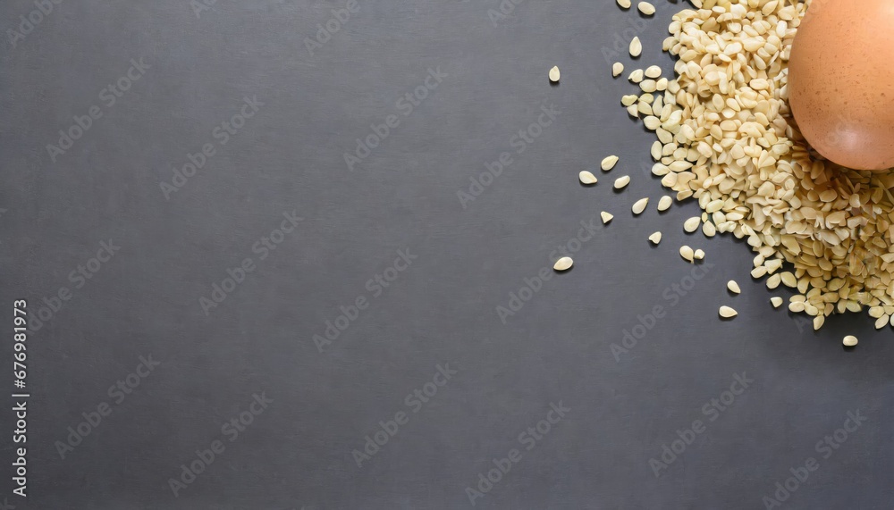 Œuf et Grains de Blé sur Fond Noir