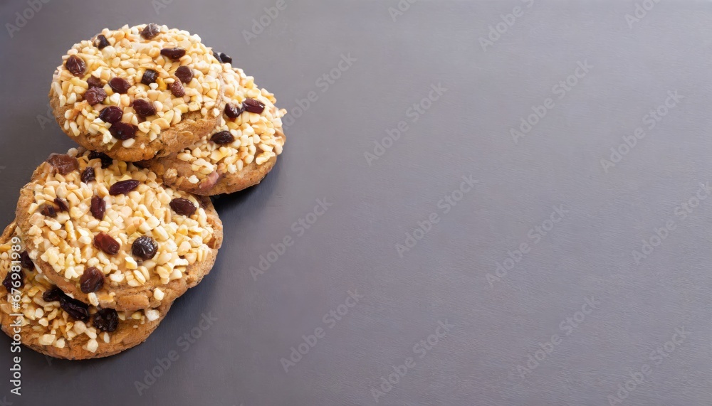 Cookies aux Amandes et Raisins Secs sur Fond Noir