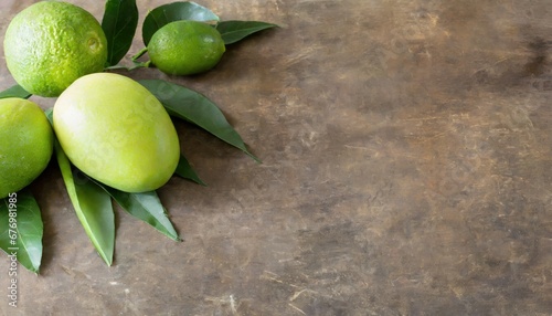 Fruits Verts sur Fond de Bois Rustique