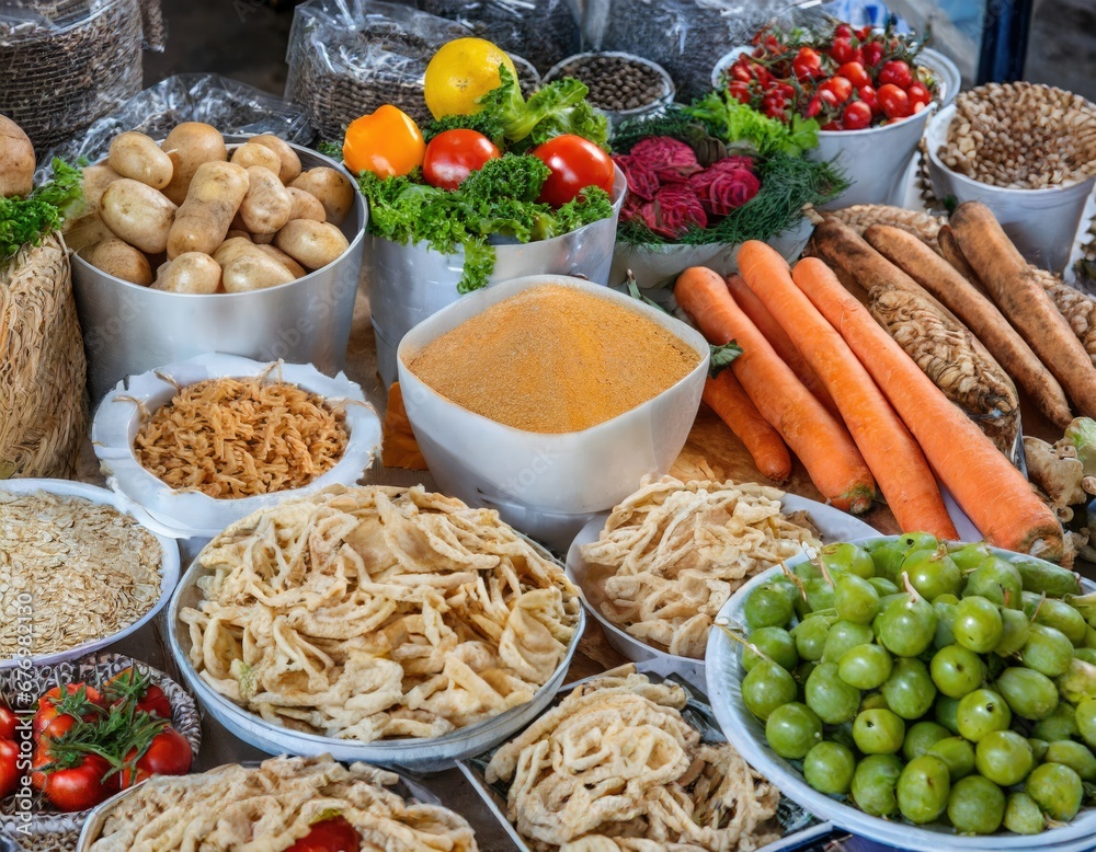 Cornucopie Alimentaire: Marché Coloré de Produits Frais et Naturels