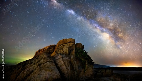 Splendeur Céleste : Voie Lactée au-dessus du Paysage Rocheux