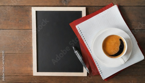 Obraz na płótnie Café et cahier près du tableau noir w salonie