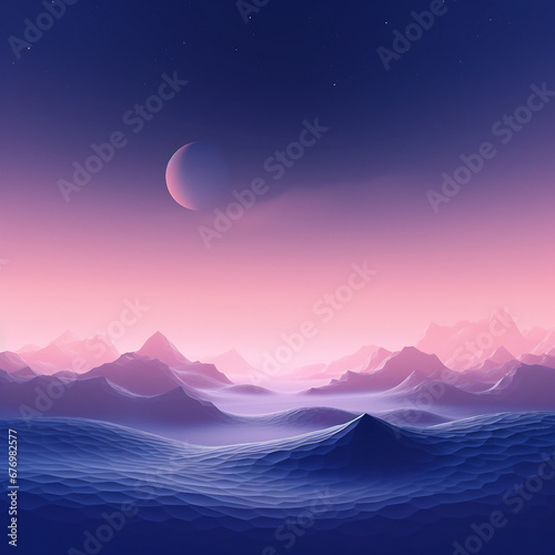 landscape with mountains and moon © konkanan