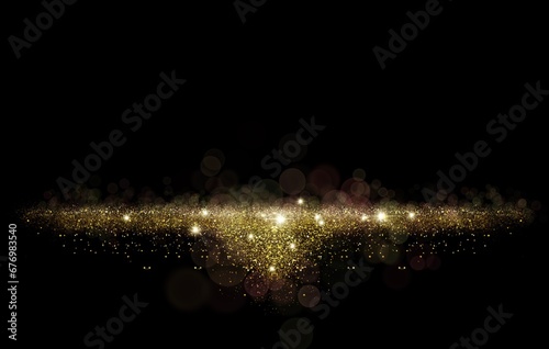 Luxury gold glitter. golden sparkle confetti. shiny glittering dust Frame border Background and Backdrop