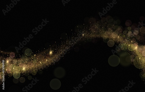 Luxury gold glitter. golden sparkle confetti. shiny glittering dust Frame border Background and Backdrop © Mas Water