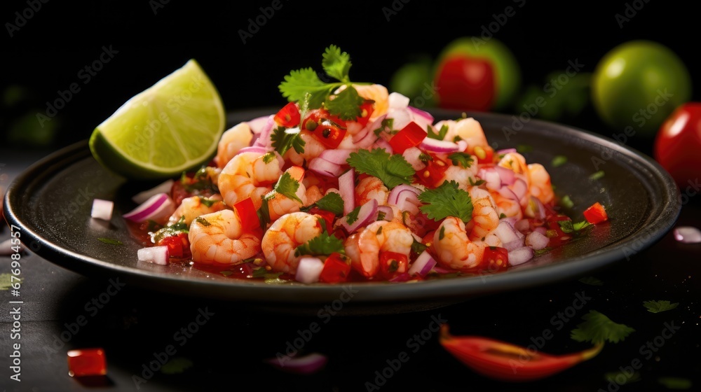 Meal food mexican fresh gourmet salad seafood shrimp dish cuisine pepper