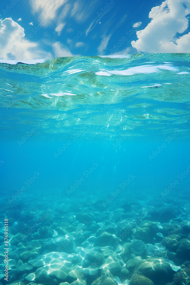 A deep blue ocean with a white cloud floating on it. AI generative A deep blue ocean with a white cloud floating on it. AI generative