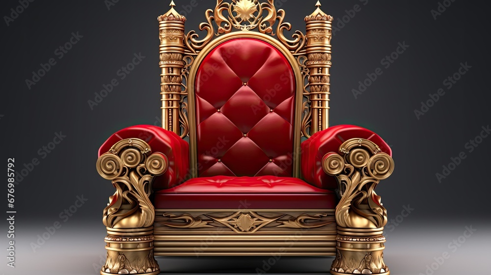 Kings Throne Chair isolated on white background.