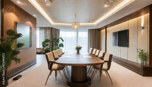 Interior of conference room in modern hotel