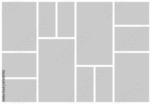Pictures or photos frame collage. comics page grid layout abstract photo frames and digital photo wall template