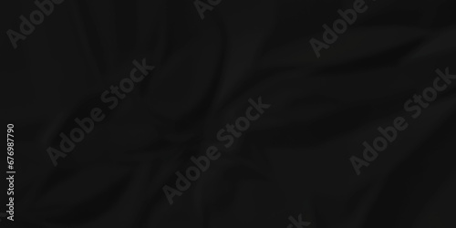Dark black craft wrinkly paper crumpled texture. black fabric textured crumpled grunge paper background. panorama black paper texture background, crumpled pattern texture background.