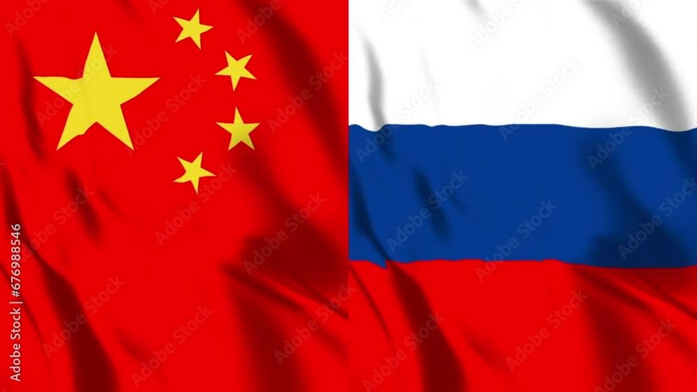 中国とロシアの国旗 中国とロシアの国旗