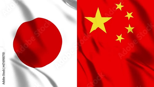 日本と中国の国旗