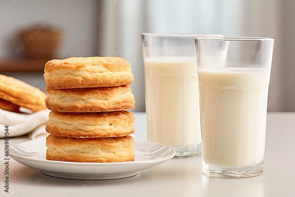 Buttermilk Biscuits, freshly baked and homemade, arranged on a welcoming breakfast table in the soft morning light, capturing the warmth and comforting aroma of this classic breakfast delight. Buttermilk Biscuits, freshly baked and homemade, arranged on a welcoming breakfast table in the soft morning light, capturing the warmth and comforting aroma of this classic breakfast delight.