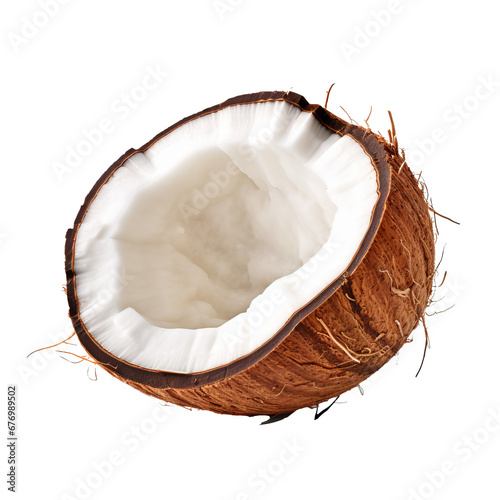 Coconut fruit illustration, showcasing the entire fruit on a transparent background for a clean and complete view. photo