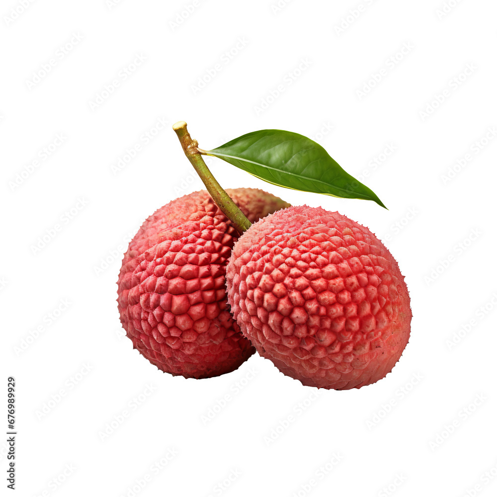 Whole lychee fruit with its reddish rind and bumpy texture, displayed vividly against a clear, transparent backdrop. Whole lychee fruit with its reddish rind and bumpy texture, displayed vividly against a clear, transparent backdrop.