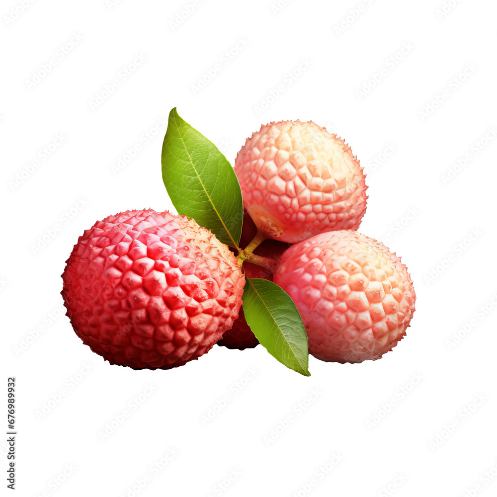 Lychee fruit with its full body displayed, including the skin and flesh, set against a clear transparent background. Lychee fruit with its full body displayed, including the skin and flesh, set against a clear transparent background.