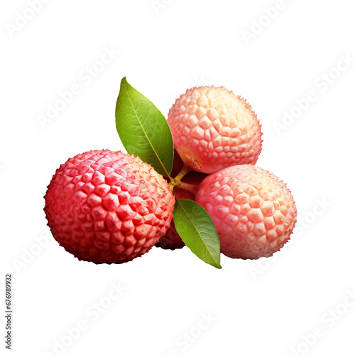 Lychee fruit with its full body displayed, including the skin and flesh, set against a clear transparent background.
