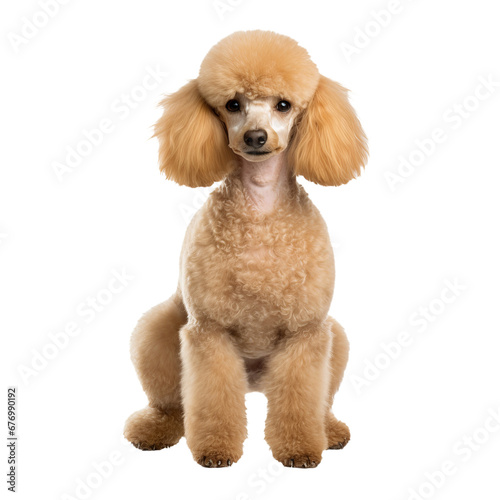 A graphic of a full body poodle dog standing, showcased on a transparent background.