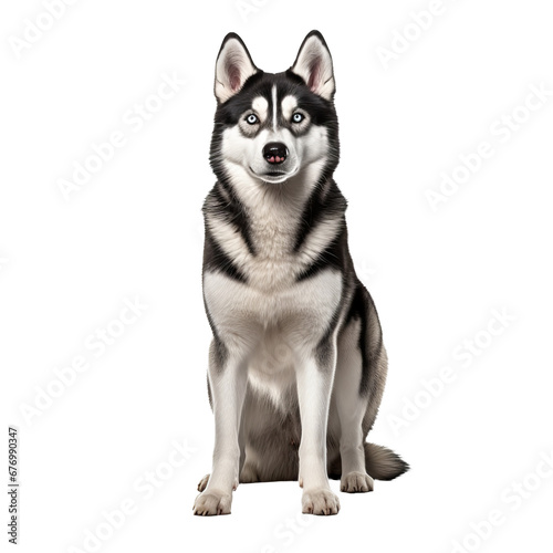 Siberian Husky  full-bodied and poised  rendered on a transparent backdrop showcasing its striking features and dense fur.