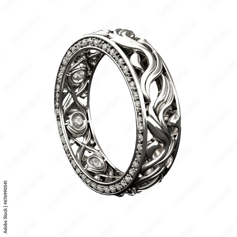 A beautiful white fantasy ring decorated intricately, showcased on a transparent background for a clean, ethereal presentation. A beautiful white fantasy ring decorated intricately, showcased on a transparent background for a clean, ethereal presentation.