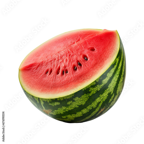 Watermelon illustration, complete with rind and flesh visible, set against a clear, transparent backdrop.