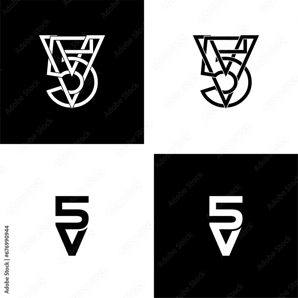 5v lettering initial monogram logo design set 5v lettering initial monogram logo design set