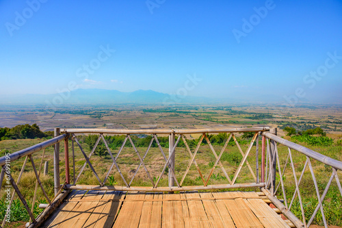 Bamboo bridge and mountain view at Doi Sa Ngo viewpoint photo