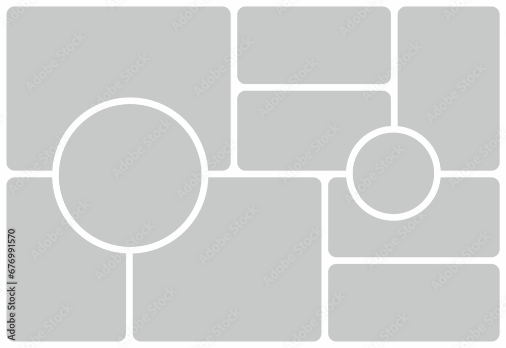 Pictures or photos frame collage. comics page grid layout abstract photo frames and digital photo wall template Pictures or photos frame collage. comics page grid layout abstract photo frames and digital photo wall template