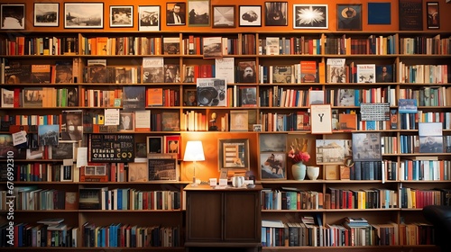 A library with a wall of quotes from famous authors.