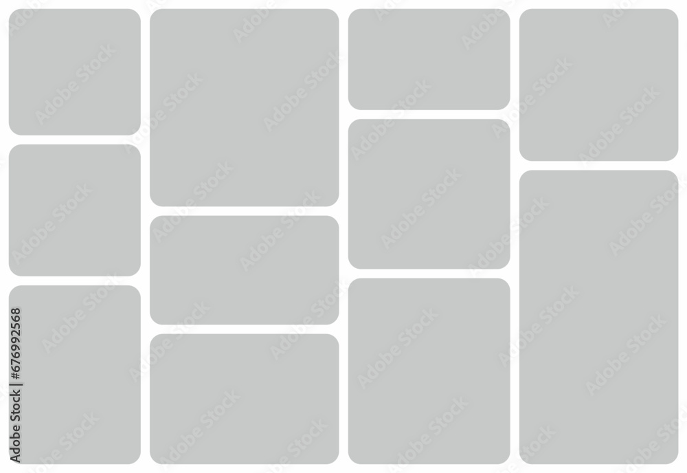Pictures or photos frame collage. comics page grid layout abstract photo frames and digital photo wall template

