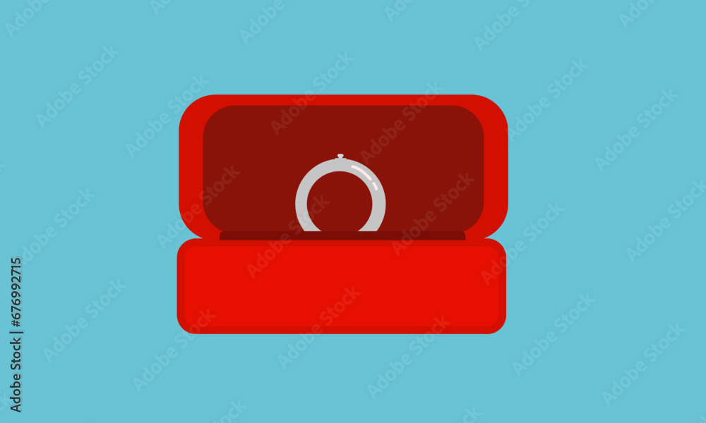 illustration of ring in a boxy red container