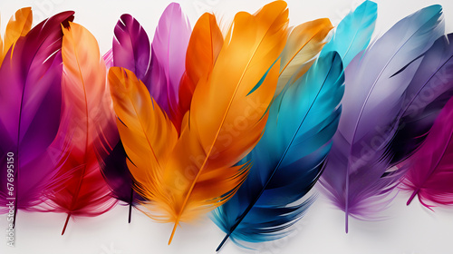 Vibrant carnival feathers in a spectrum of colors isolated on a transparent background. AI generative