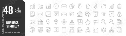 Business StrategyLine Editable stoke Icons set. Vector illustration in modern thin lineal icons types: Loss, Schedule, Business, Time, Piechart,  and more.