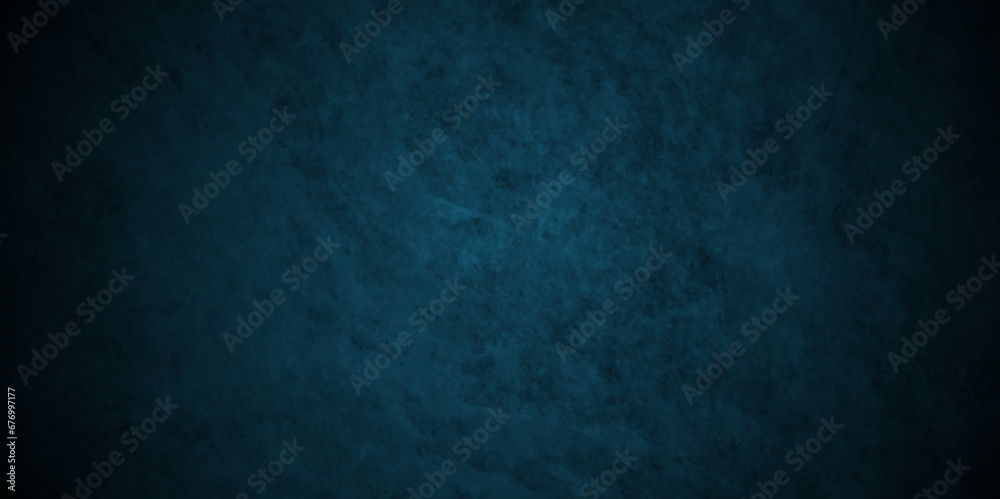 Dark Blue stone wall texture grunge rock surface. dark gray and blue concrete background backdrop. wide panoramic banner. old wall stone for dark blue distressed grunge background.