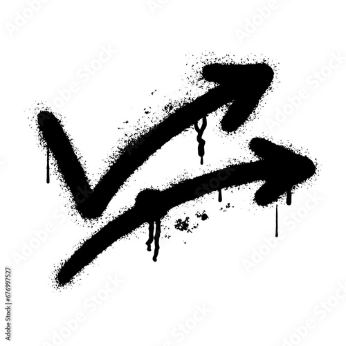 arrows sprayed in graffiti style over white background. street art