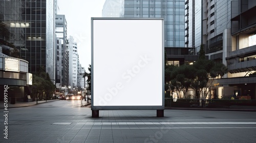 Blank Vertical street billboard on city street