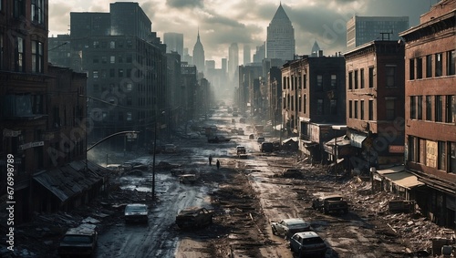 A dystopian portrayal of New York. generative AI © CZALBERTO