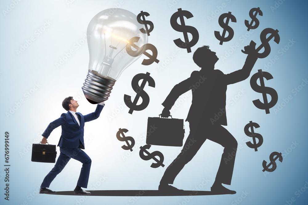 Businessman in money making idea concept Businessman in money making idea concept