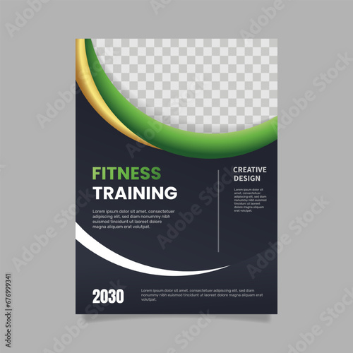 Flat fitness vertical poster template. - Vector.