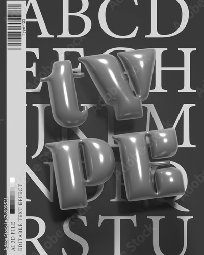 Type 3d inflate editable text effect	