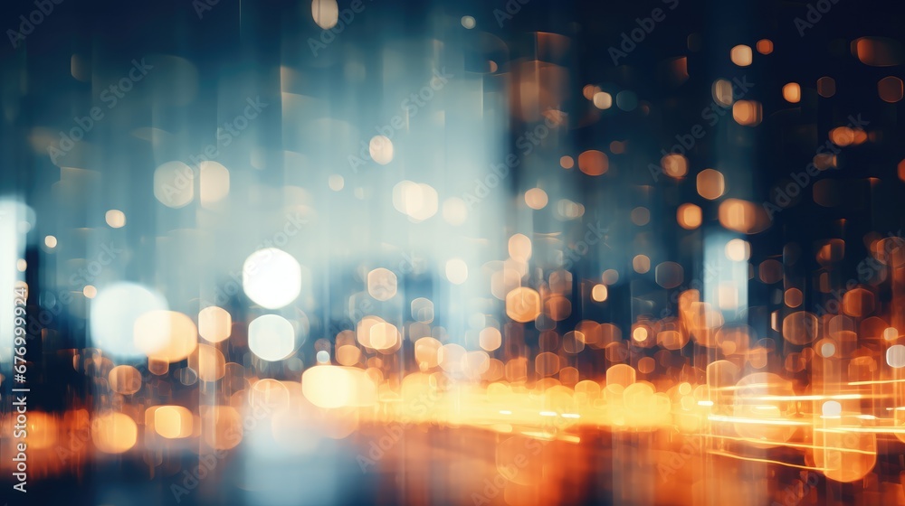 Colorful bokeh effect from urban street lights, abstract background