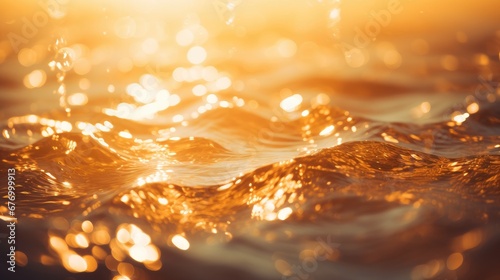 Bokeh effect from golden hour sunlight reflecting off water