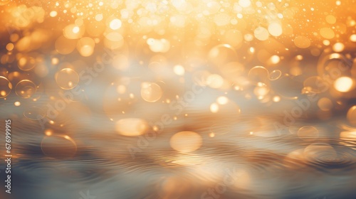 Bokeh effect from golden hour sunlight reflecting off water photo