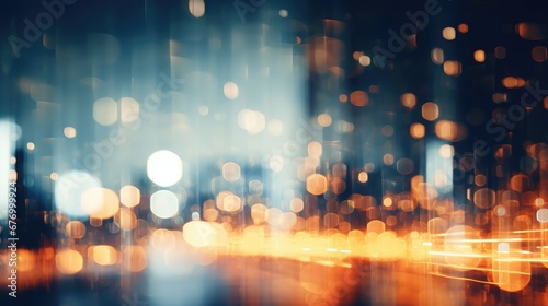 Colorful bokeh effect from urban street lights, abstract background