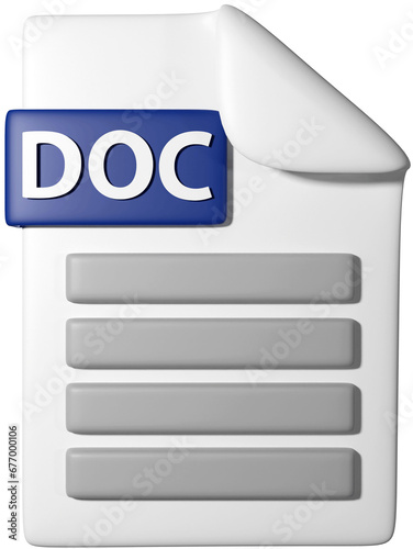 3D icon illustration of '.doc file icon'