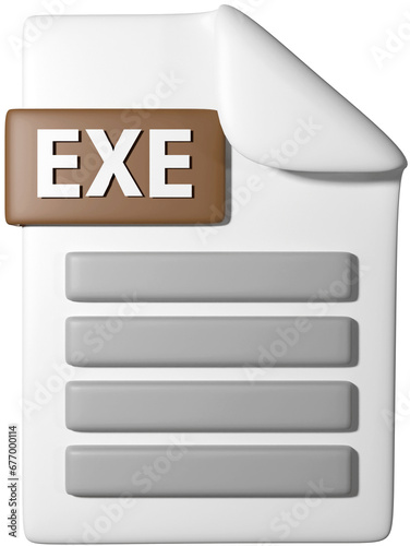 3D icon illustration of '.exe file icon'