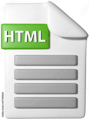 3D icon illustration of '.html file icon'