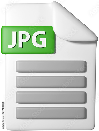 3D icon illustration of '.jpg file icon'