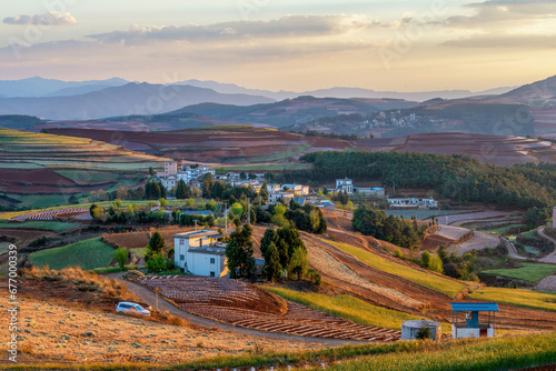 фотографія Yunnan Fairyland sunset landscape in Dongchuan District Kunming city Yunnan province, China